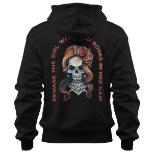 Skull and Roses Graphic Heavyweight Crossover Hoodie