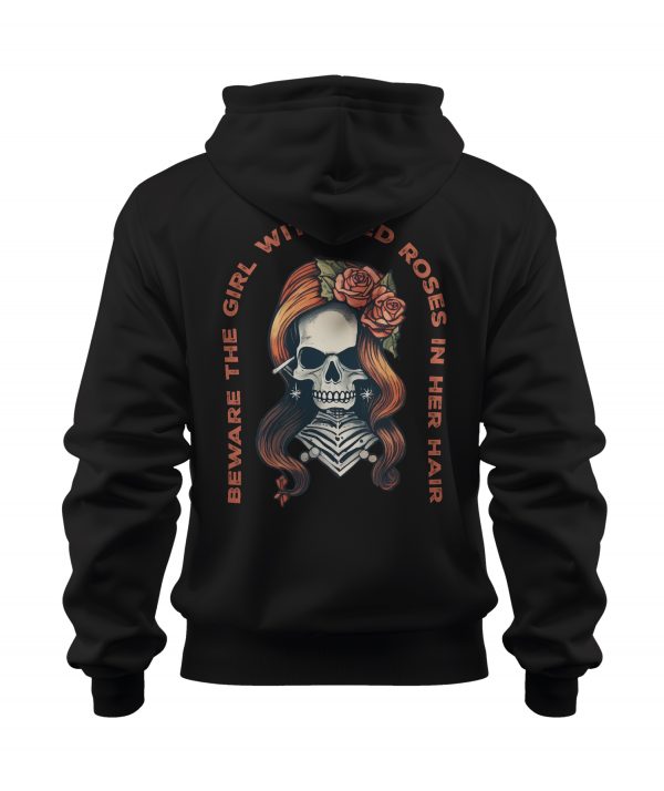Skull and Roses Graphic Heavyweight Crossover Hoodie